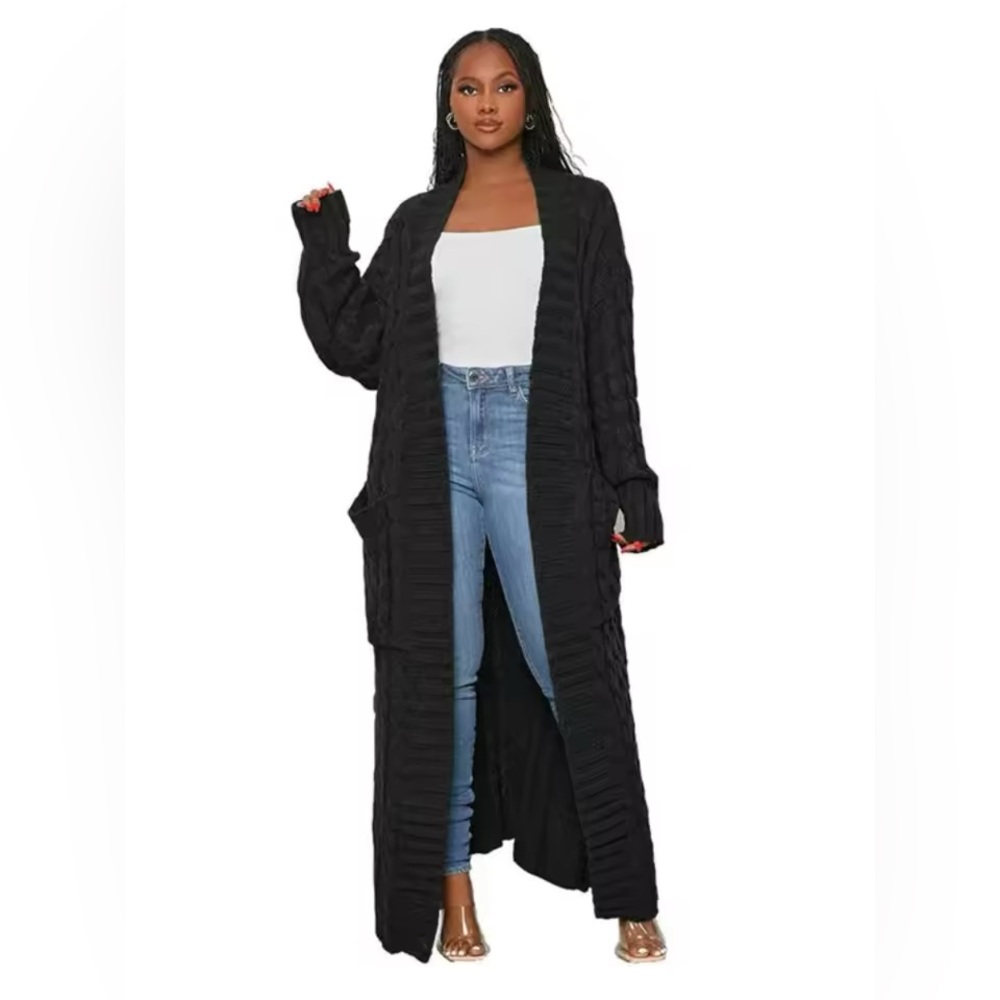 Chic Women's Black Longline Cardigan